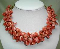 Vintage 30s Art  Deco Pink Garland Glass Cluster Bead Necklace Amazing
