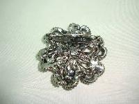 Vintage 50s Orange and Lermon Sparkling Diamante Flower Shaped Brooch