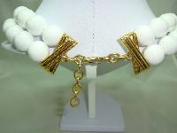Vintage 80s Signed Monet Two Row Chunky White Bead Necklace Stunning!