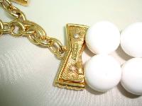Vintage 80s Signed Monet Two Row Chunky White Bead Necklace Stunning!