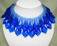 Vintage 60s Spectacular Cobolt Blue Lucite Drop Wide Collar Necklace