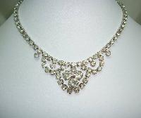 Vintage 50s Glamorous Sparkling Diamante Swag Cascade Drop Necklace