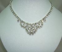 Vintage 50s Glamorous Sparkling Diamante Swag Cascade Drop Necklace