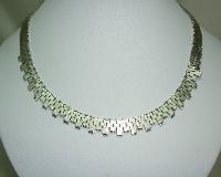 Vintage 60s Quality Textured Link Silvertone Collar Necklace Worn 2 Ways!