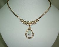 Vintage 50s Unusual Diamante Necklace with Teardrop Dropper Pendant