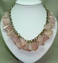 Vintage 50s Fabulous Chunky Pink Lucite Garland Drop Charm Bead Necklace 
