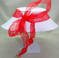 Large Red Acrylic Heart Sparkling Crystal Glass Pendant on Ribbon Tie