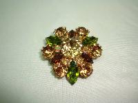 Vintage 50s Qualtiy Green Amber and AB Crystal Diamante Brooch Stunning!