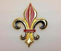 Vintage 80s Quality Fleur De Lis Red and Black Enamel Goldtone Brooch 7.5cms