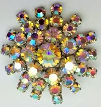 Vintage 50s Sparkling AB Diamante Starburst Silvertone Brooch Fabulous! 5cms