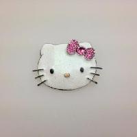 Vintage Signed Sanrio Hello Kitty Pink Rhinestone Glitter Enamel Brooch 