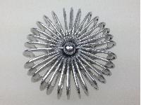 Vintage 60s Fabulous Spiral Design 3D Effect Sivertone Brooch Stylish