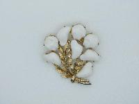 Vintage 50s Winter White Lucite Floral Design Goldtone Brooch Pretty 6cms