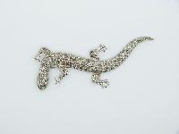 Vintage 50s Large Silvertone Metal Statement Lizard Brooch Amazing 12cms