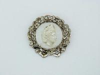 Vintage 90s Signed M&S Round Goldtone Brooch and Clip On Earrings Set