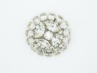 Vintage 50s Signed Weiss Large Sparkling Diamante Domed Silvertone Brooch