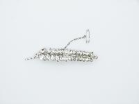 Vintage 50s Quality Marquis Diamante Silvertone Floral Brooch with Safety Chain 7cms