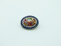 Antique Victorian Pretty Micro Mosaic Glass Flower Design Italian Brooch 