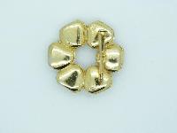 Vintage 60s Modernist Black and Citrine Glass Circle Goldtone Brooch