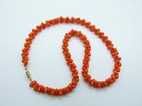 Vintage 60s Unusual and Unique Bright Orange Glass Bead Necklace