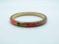 Vintage 30s Red Brown and Cream Floral Design Armlet Flapper Bangle