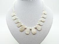 Vintage 50s White Glass and Mother of Pearl Drop Bead Necklace Stunning