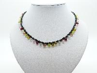 Vintage Redesigned 50s Black Glass Bead Multicoloured Lucite Drop Necklace