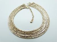 Vintage 60s Amazing 5 Row Goldtone Sparkle Chain Graduating Necklace 45cms