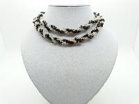 Vintage 80s Real Garnet and White Quartz Bead Two Row Twist Necklace 84cms