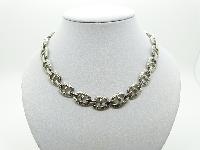 Vintage 60s QualityTextured Fancy Link Modernist Silvertone Necklace 45cms 