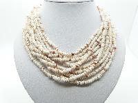 Vintage 60s Convertible Ten Row White Pukka Shell Chip Necklace Fab Clasp!