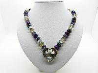 Multicoloured Crystal Glass Bead Necklace with Heart Shaped Crystal Pendant