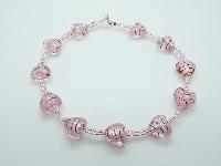 Vintage Inspired Pink Murano Glass Bead Valentine Necklace One Off Piece!