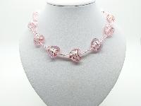 Vintage Inspired Pink Murano Glass Bead Valentine Necklace One Off Piece!