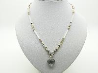 Vintage Redesigned Delicate Multicoloured Glass Bead Necklace Heart Pendant