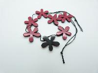 Versatile Reddish Pink and Black Acrylic Flower Power Reversible Necklace