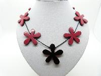 Versatile Reddish Pink and Black Acrylic Flower Power Reversible Necklace