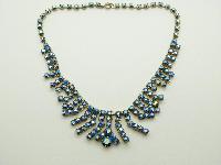 Vintage 50s Amazing AB Blue Sparkling Diamante Tassel Drop Necklace