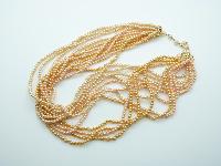 Vintage 50s Multi Strand Shades of Orange Faux Pearl Plastic Bead Necklace