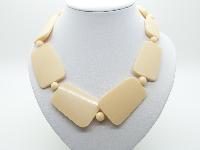 Stylish and Chic Chunky Cream Bead Acrylic Plastic Statement Necklace 