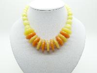 Vintage 60s Juicy Orange and Lemon Lucite Disc Bead Necklace Unique