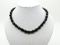 Fabulous and Stylish Black Crystal Glass Bead Faceted Necklace