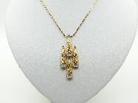 Vintage 60s Signed Attwood and Sawyer Gold and Diamante Pendant and Chain