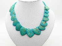 Fab Imperial Turquoise Jasper Faceted Stone Heart Shaped Bead Necklace