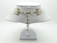 Vintage 50s Sparkling Three Row AB Crystal Glass Bead Necklace Fab!