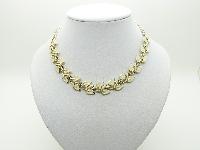 Vintage 50s Unsigned Jewelcraft Cream Enamel Floral Link Goldtone Necklace