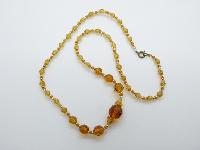 Vintage 30s Pretty Citrine Coloured Crystal Glass Bead Necklace 52cms