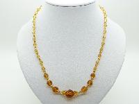 Vintage 30s Pretty Citrine Coloured Crystal Glass Bead Necklace 52cms