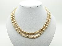 Vintage 50s Classy Two Row Glass Faux Pearl Bead Necklace 50cms