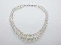 Vintage 30s Stunning Quality Two Row Crystal Glass Faceted Bead Necklace 47cms